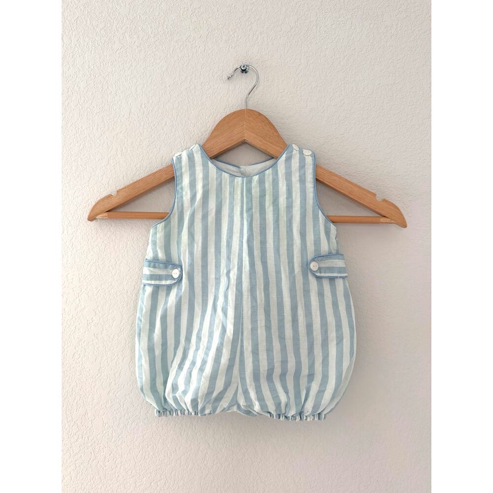 Sal & Pimenta Blue White Striped Bubble Romper Portugal Size 6M